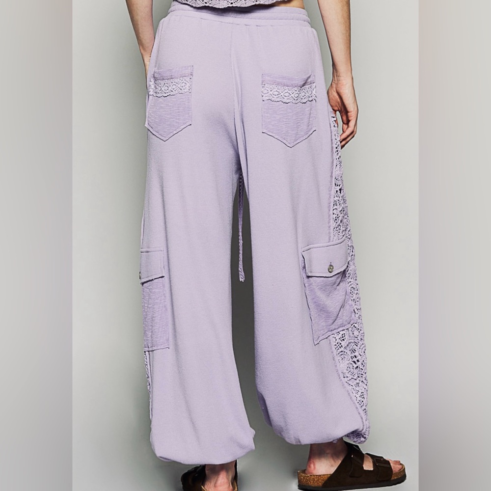 Nwt Pol Crochet Lace Patchwork Drawstring Jogger … - image 5